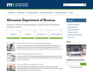 screenshot of homepage for Revenue site