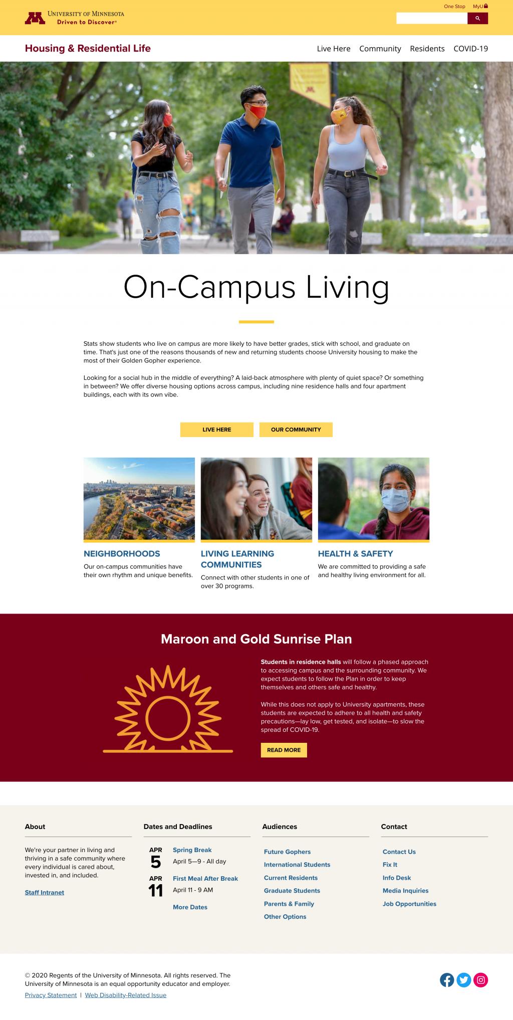 Screenshot of the Housing website homepage