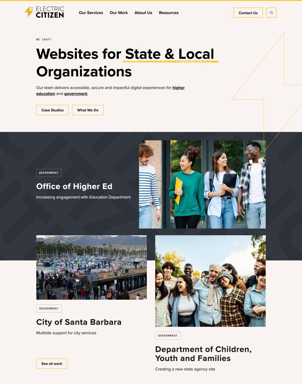 screenshot of agency website